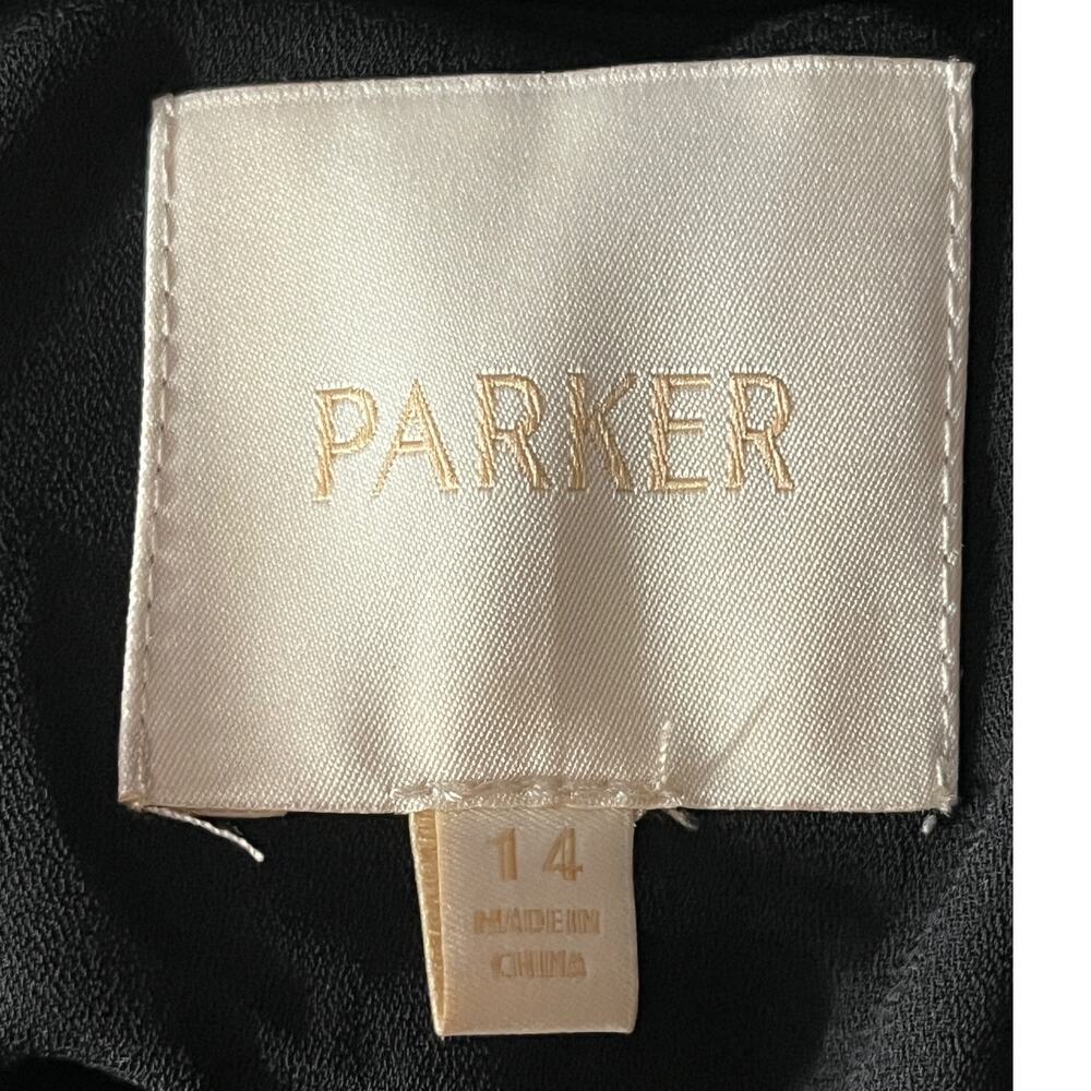 Parker Dress The Sofia fringe hem black size 14 DEFECT - Picture 6 of 8
